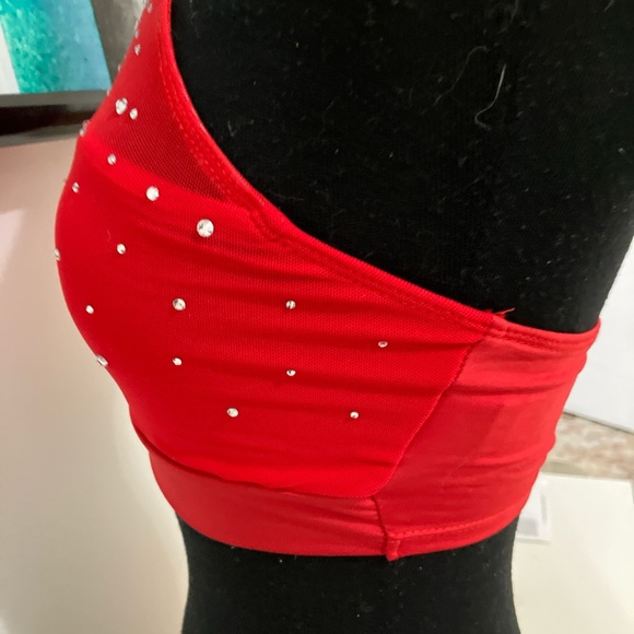 SHEIN Red Rhinestone Crop Top - Picture 6 of 8